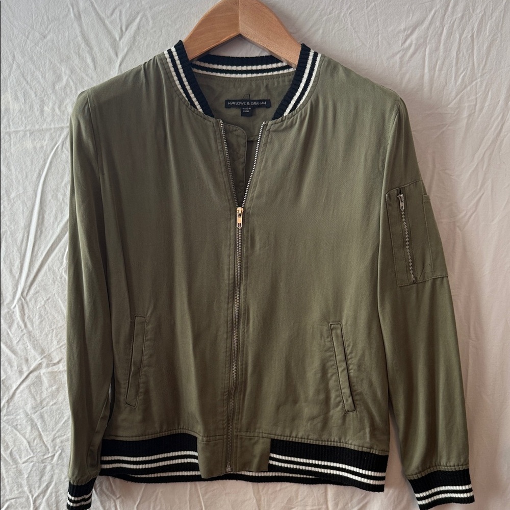 Harlowe & Graham Olive Bomber Jacket
